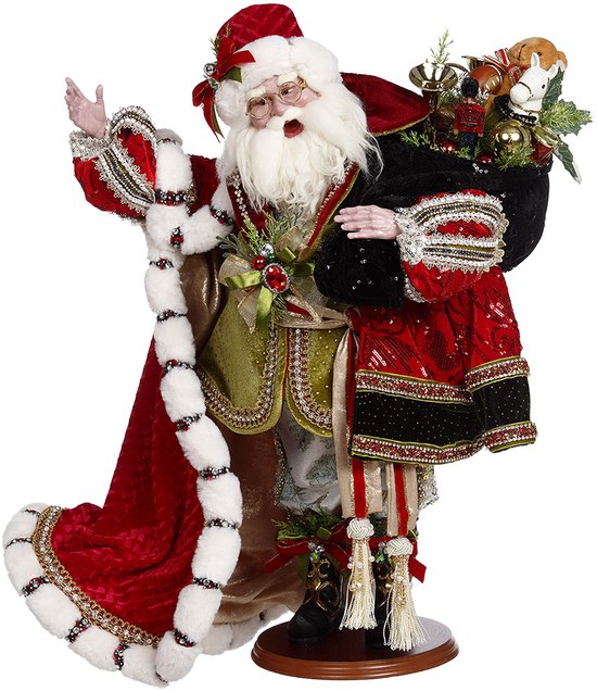 Mark Roberts Santa - Oud Engelse Kerstman - decoratiebeeld - wit rood groen - 66cm - Collector's Item