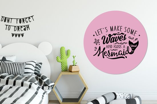 WallCircle - Cercle mural ⌀ 140 - Sirène - Citations - Rose - Tableaux ronds salon - Plaque murale ronde - Cercle de Décoration murale - Décoration de chambre à l'intérieur - Cercle mural de Décoration murale murale - Accessoires de maison