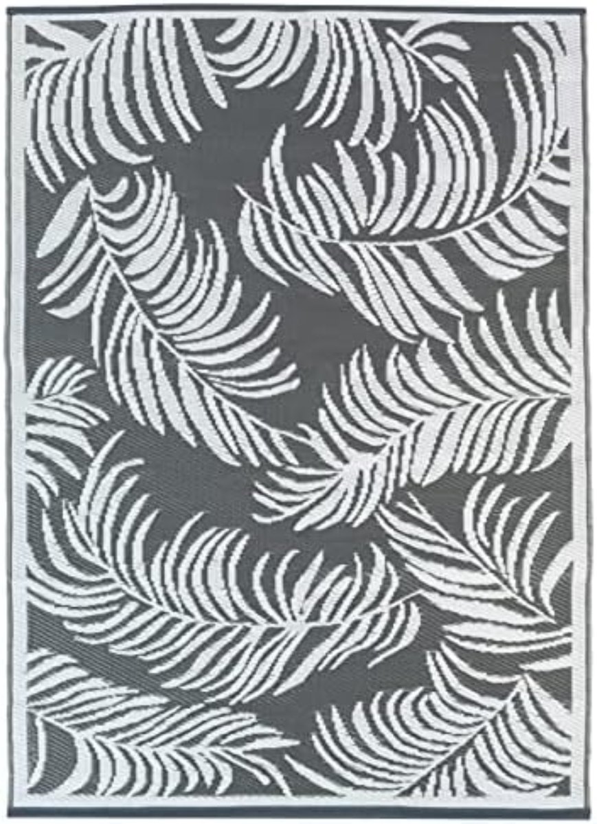 Buitentapijt Coco Tropical grijs en wit 160 x 260 cm