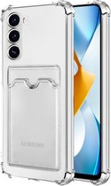 Schokbestendig TPU Hoes Kaarthouder Geschikt voor: Samsung Galaxy S22 - Transparant - Hoesje met Achterkant Pasjeshouder
