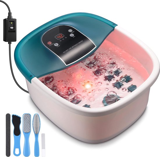 Voetenbad met warmte - Voetspa Shiatsu-massageapparaat met GFCI-stekker en pedicureset - Vibratiebubbels met temperatuurregeling en 22 verwijderbare rollen voor ontspannende voeten