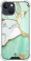 Casimoda® hoesje - Geschikt voor iPhone 13 Mini - Marmer Mintgroen - Shockproof case - Extra sterk - TPU/polycarbonaat - Mint, Transparant