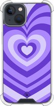 Casimoda® hoesje - Geschikt voor iPhone 13 Mini - Hart Swirl Paars - Shockproof case - Extra sterk - TPU/polycarbonaat - Paars, Transparant