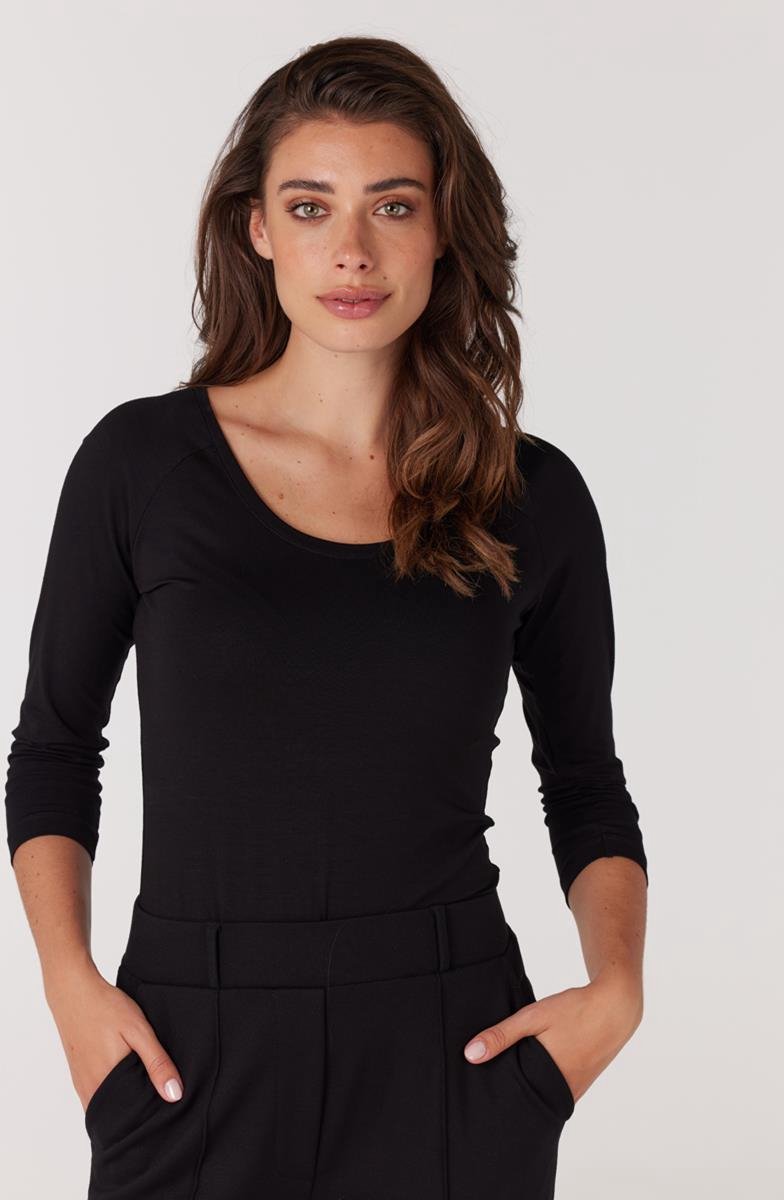 Jansen Amsterdam Dames T'shirt Zwart Lindy 3/4
