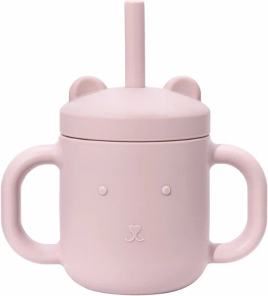 BRASH - Drinkbeker voor kinderen - Siliconen drinkbeker - Beker met Rietje - Baby Beker - Roze - BPA VRIJ