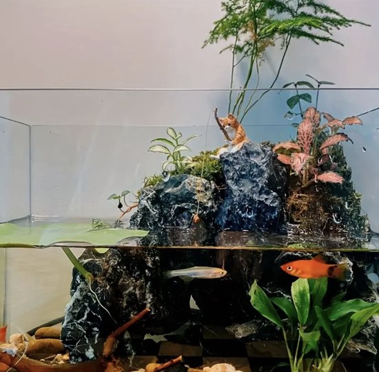 Super Idee Set van 7 Japanse vissen kat met een hengel miniatuur