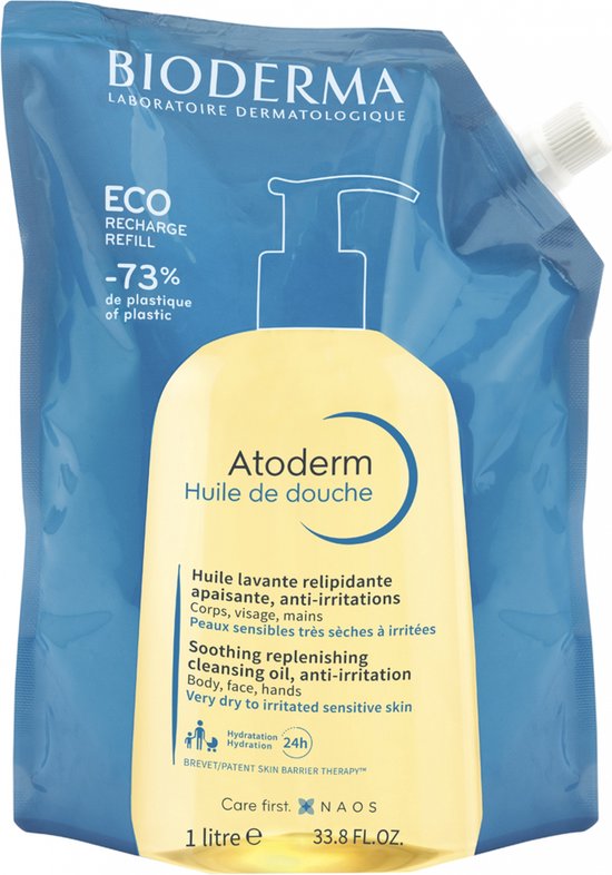 Bioderma Atoderm – Huile de Douche – Ultra-Zachte Wasolie – Eco Refill – Voor Droge & Atopische Huid – 1000 ml
