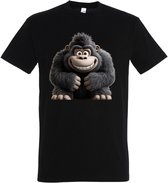 Shirt met print Gorilla - Dames - Heren - Zwart - Maat M