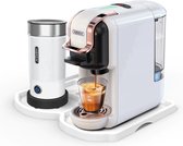 HiBrew - Koffiezetapparaat 5-in-1 – Koffiemachine + Melkschuimeren en onderlegger – Meerdere Capsules – Koffiepadmachine - Heet/Koud – 19Bar – 1450W – Wit