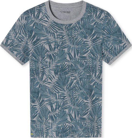SCHIESSER Mix+Relax T-shirt - heren shirt korte mouw organic cotton leaves grijs-melange - Maat: L