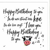 Carte de vœux - Carte - Happy anniversaire - il y a une vache dans le pré et la vache dit :