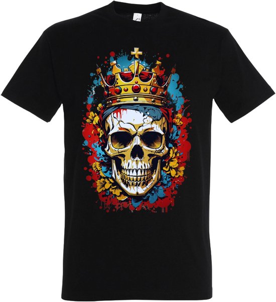 Shirt met print Skull - Dames - Heren - Zwart - Maat XL