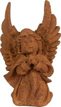 Clayre & Eef Decoratie Beeld Engel 19 cm Bruin Polyresin Religious sculpture