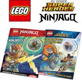LEGO Ninjago + Super Heroes voordeelbundel - 2 doeboeken met Batman en Ninjago poppetjes - Voor kinderen van 6 jaar / 7 jaar / 8 jaar/ 9 jaar / 10 jaar - Cadeau jongen / meisje - Vakantieboek - Minifiguur draak ninja en superheld bouwstenen -