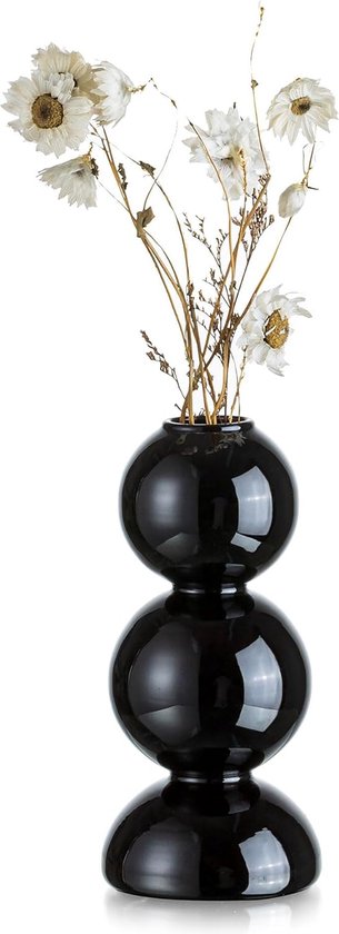 Generisch MB Living - Lot De 3 Vases En Verre - En Métal - Pour Herbe De La Pampa - Cadre En Métal Noir - Décoration De Table - Vase Vintage Moderne