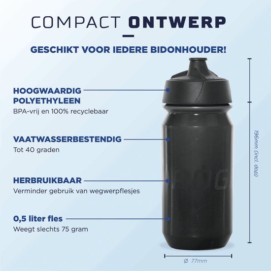 Rogelli Sportbidon 500ml - Fietsbidon - Drinkfles BPA vrij - Zwart van Rogelli — afbeelding 5