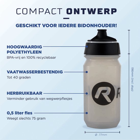 Rogelli Sportbidon 500ml - Fietsbidon - Drinkfles BPA vrij - Transparant van Rogelli — afbeelding 4