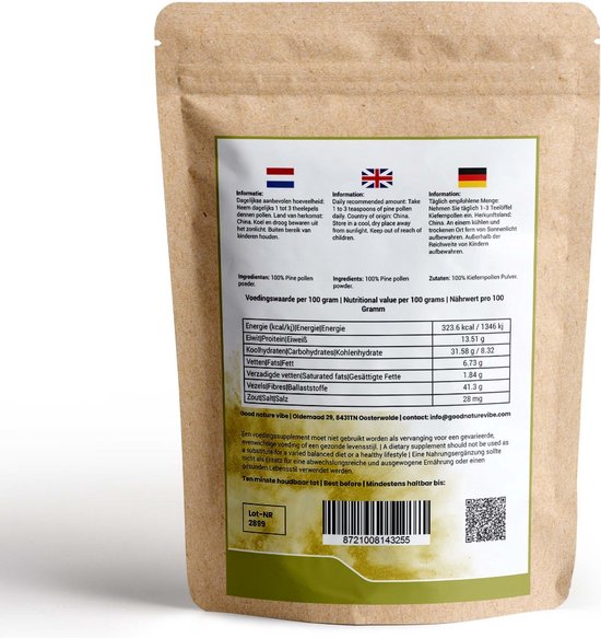Pollen de pin - pollen de pin - booster de testostérone - superaliment - poudre brisée - 125 grammes