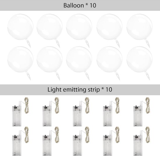 10 stuks heldere led-ballonnen, 50 cm transparante led-ballonnen, kleurrijke bobo-ballonnen met verlichting, geschikt voor Valentijnsdag, bruiloften, afstudeerfeesten, verjaardagsfeesten