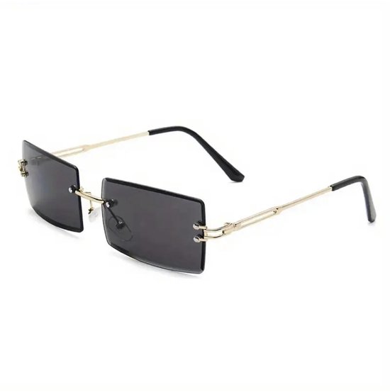 Randloze rechthoekige mode-zonnebril voor dames heren Gradiëntlens Cut Edge-bril Holle tempel Outdoor-bril
