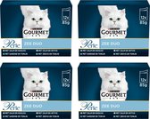 Gourmet Perle Zee Duo – Kattenvoer Natvoer - met Zalm en Koolvis, Zalm en Witvis, Zeevis en Tonijn, Sardine en Tonijn – 48 x 85 g