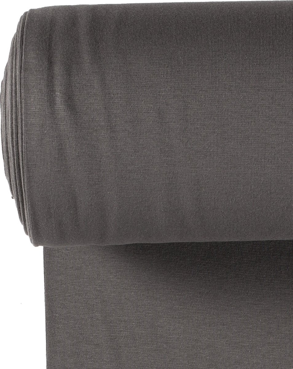 Boordstof Uni Rondgebreid 35 cm per Meter – Taupe Grijs – Elastische Boordstof voor Mouwen, Hals & Taille