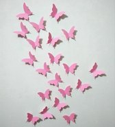 CHPN - Vlinders - Muurstickers - Muurdecoratie - Verschillende Afmetingen - Vlinders - 12 stuks - Roze vlinders - Pink butterfly - Woondecoratie - Wooncadeau - Verschillende dessins