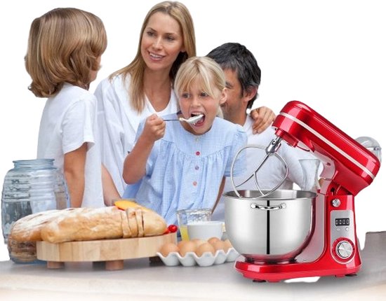 Primero - Keukenmachine - keukenmixer - foodprocessor - mixer - blender - keukenmachines - mixer met mengkom - mixers - 6L kom - Rood van Primero — afbeelding 4