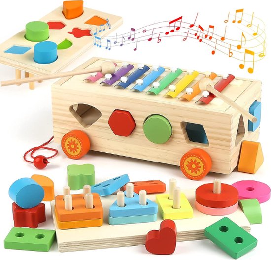 Houten Kleurrijke Regenboog Muziekboom Met Geluid, Speelgoed Voor De Ontwikkeling Van Fijne Motoriek Montessori Educatief Knikkerboom Speelgoed Educatief Speelgoed Voor Kinderen Interactief Speelg