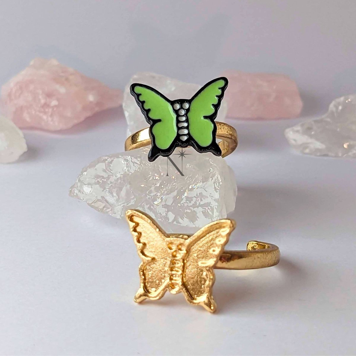 Luminora Butterfly Ring Goud - Fidget Ring Vlinder Goud - Anxiety Ring - Stress Ring - Anti Stress Ring - Spinner Ring - Spinning Ring - Draai Ring - Wellness Sieraden