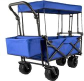 Luxe Grootte Blauwe Bolderkar Opvouwbaar Luchtbanden - Tuinkar Kindervervoer - Strandkar met Dak - 100Kg Draagvermogen - 100x55cm