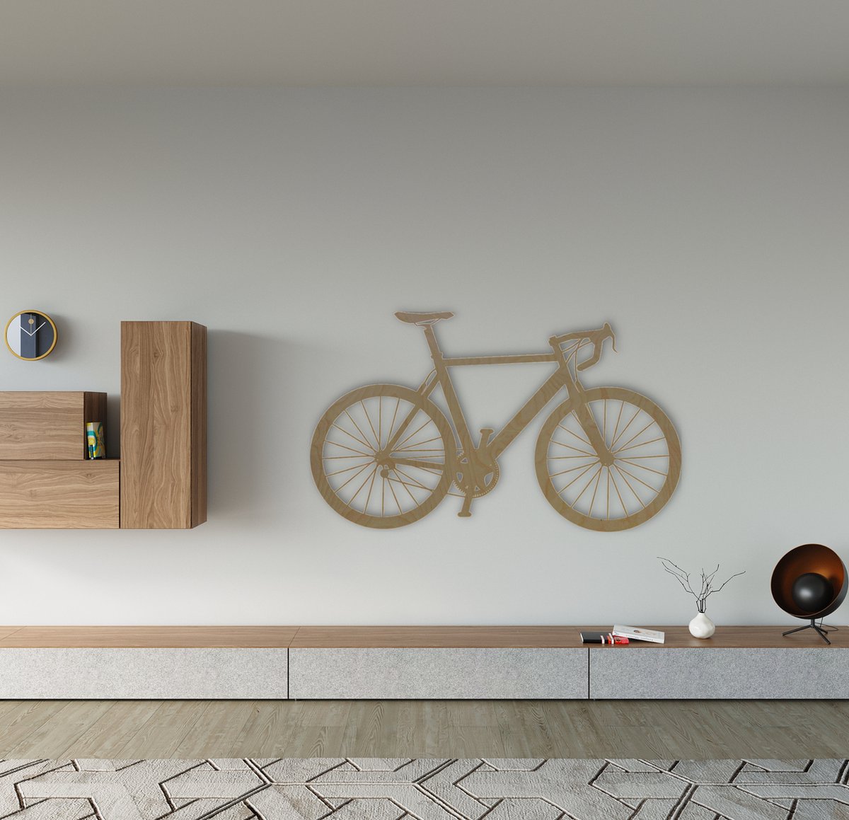 Racefiets wanddecoratie berken multiplex 90x54cm