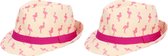 Boland Verkleed hoedje voor Tropical Hawai party - 2x - Roze flamingo print - volwassenen - Carnaval