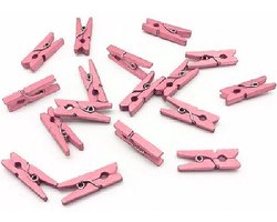 24x mini knijpertjes Roze - 2 cm - kleine/ mini knijpers