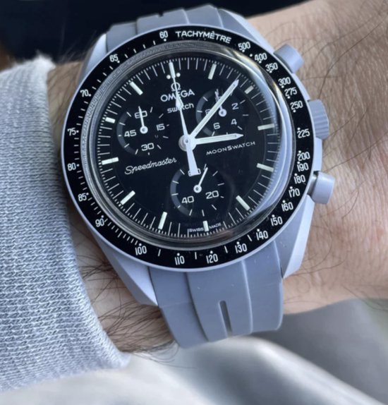Bandje voor Omega x Swatch MoonSwatch - Rolex Horloge - SEIKO Horloge - 20mm - Zacht Rubber - Grijs - Pretty Goods