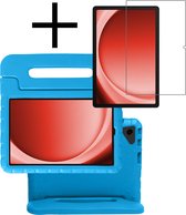 Hoesje Geschikt voor Samsung Galaxy Tab A9 Plus Hoesje Kinderhoes Shockproof Hoes Kids Case Met Screenprotector - Blauw.