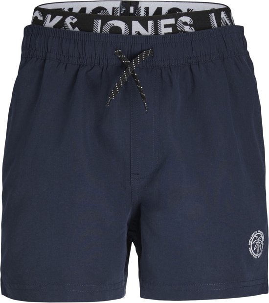 Jack & Jones Junior Shorts de bain Garçons JPSTFIJI Double Waistband Navy Blauw - Taille 164 - Maillot de bain