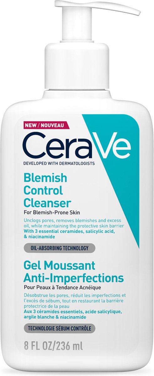 CeraVe Anti-Onzuiverheden Reinigingsgel - voor een Onzuivere Huid met Neiging tot Acne - met 2% Salicylzuur - 236ml - CeraVe