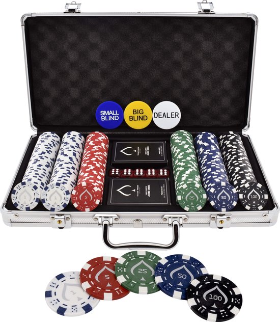 thumbnail image 2 of Soom Games - Poker Set For 2-5 Players, Including 110 Chips, Big Blind And Small Blind Keys, Dealer Button, Playing Cards For Texas Holdem, Complete Poker Set 2 of 12
