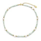 CO88 Collection 8CN-26414 Collier de perles en Perles avec perles - Collier - Collier - Perle - MOP - 40+5cm - Vert/ Wit