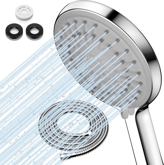Douchekop, 5 straalsoorten met 2 m premium slang van roestvrij staal