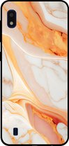 Smartphonica Telefoonhoesje voor Samsung Galaxy A10 met marmer opdruk - TPU backcover case marble design - Oranje / Back Cover geschikt voor Samsung Galaxy A10