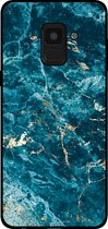 Smartphonica Telefoonhoesje voor Samsung Galaxy A8 2018 met marmer opdruk - TPU backcover case marble design - Blauw / Back Cover geschikt voor Samsung Galaxy A8 2018