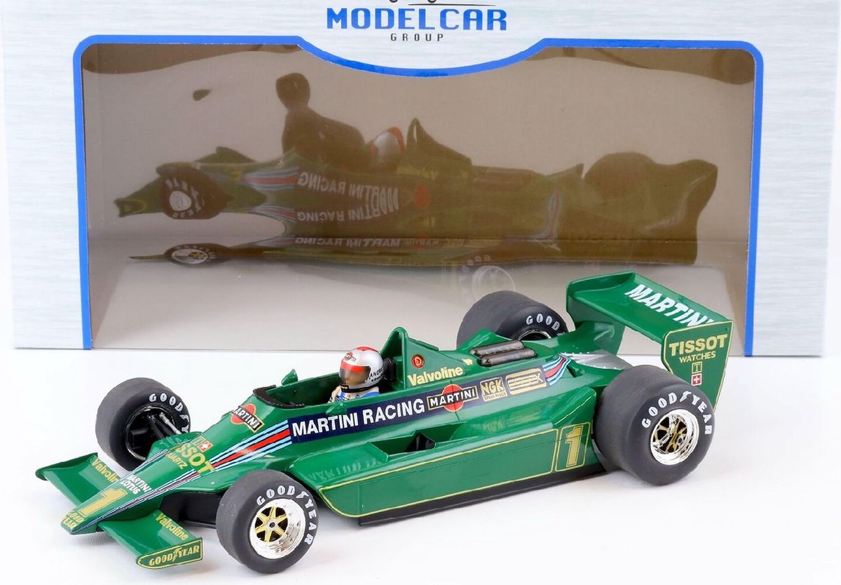 De 1:18 Diecast Modelcar van de Lotus 79 Team Martini Racing #1 van de Argentijnse GP van 1979. De rijder was Mario Andretti. De fabrikant van het schaalmodel is MCG. Dit model is alleen online beschikbaar.