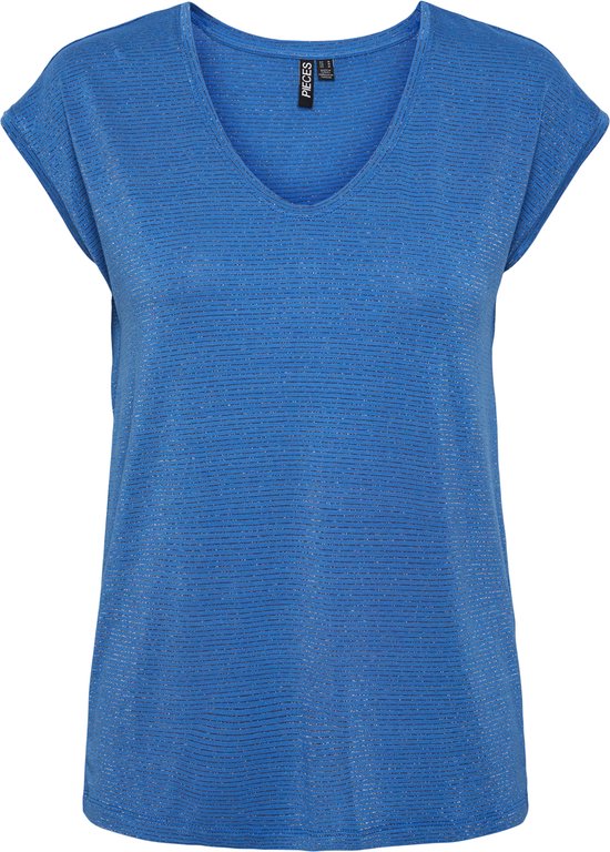Pieces T-shirt Pcbillo Tee Lurex Stripes Noos Bc 17078572 Blue Français /multi Lurex Taille Femme - XS
