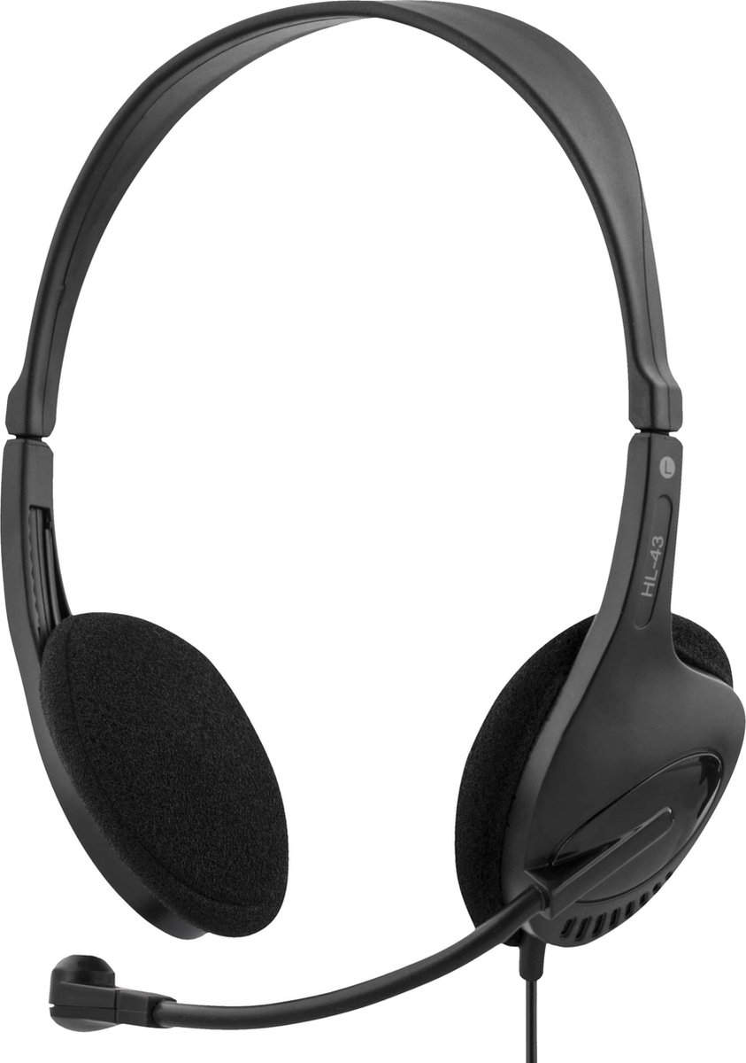 Deltaco HL-43 - Stereo Headset - On-Ear - Microfoon - 2x 3,5mm - Zwart