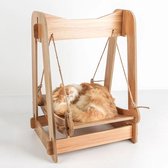 Schommelkat - PawHut - Schommelende Kattenboom - Houten Kattenmeubel - Kattenmanden-Kat Speeltoestel-Katten Stevige Schommel Hangmat- Bedje Kat Accessoires