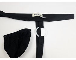 BamBella® - Sexy Lingerie Heren S/M - Zwart mannen ondergoed open kruis slip Met Penisring cockring