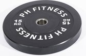 PH Fitness Bumper Plates 15KG Set - Olympische Halterschijven van Rubber - 50 mm - 2 STUKS