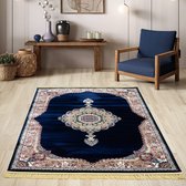 Flycarpets Tapis Medaillon Oriental Classique Isfahan - Blauw - 200x290 cm